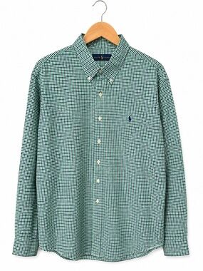 Ralph Lauren Blue Green Gingham Button Down Shirt XXL Classic 100% Cotton